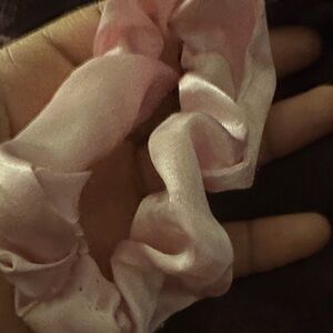 Elegant Pink Satin Scrunchie